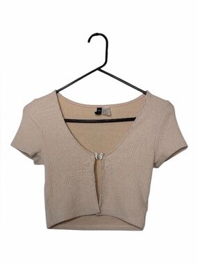 DIVIDED by H&M XS Women's Beige Butterfly Detail Crop Top
